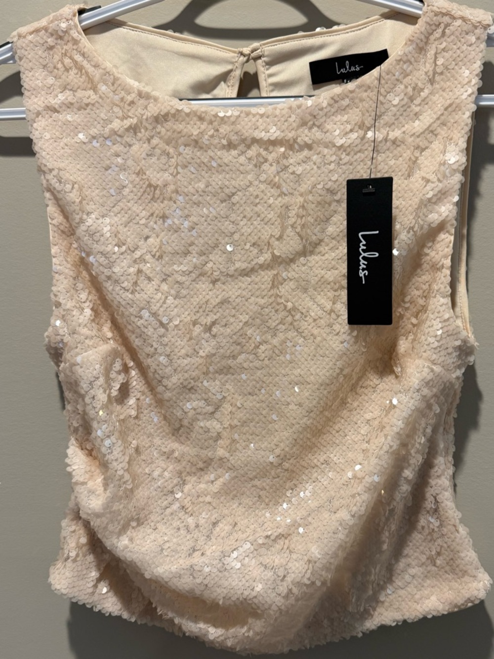 NWT Lulus Akilah Cream Sequin Cropped Tank Top from